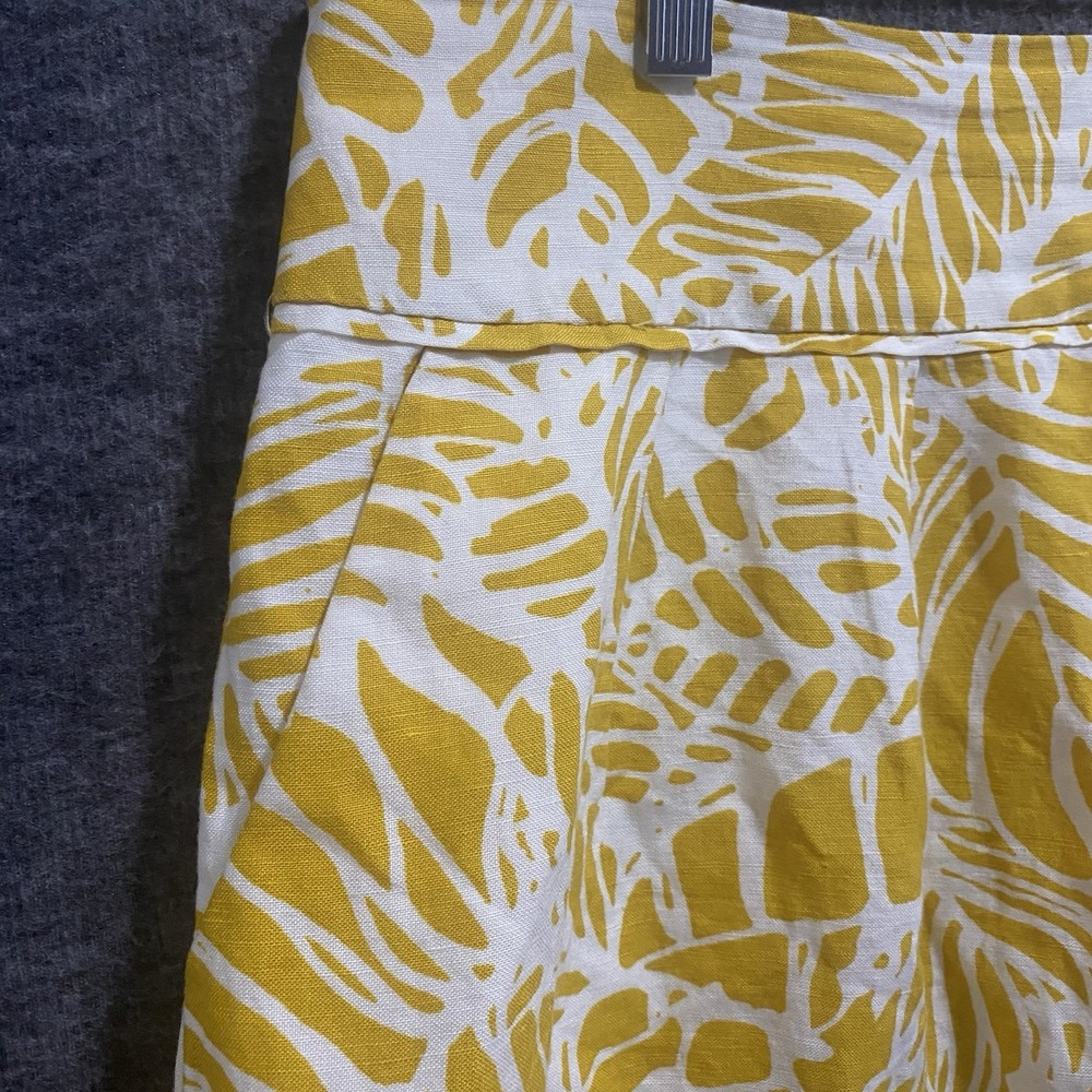 Ann Taylor LOFT Skirt Womens 14 Yellow A Line Linen Blend Beach Vacation Coastal - Picture 2 of 8